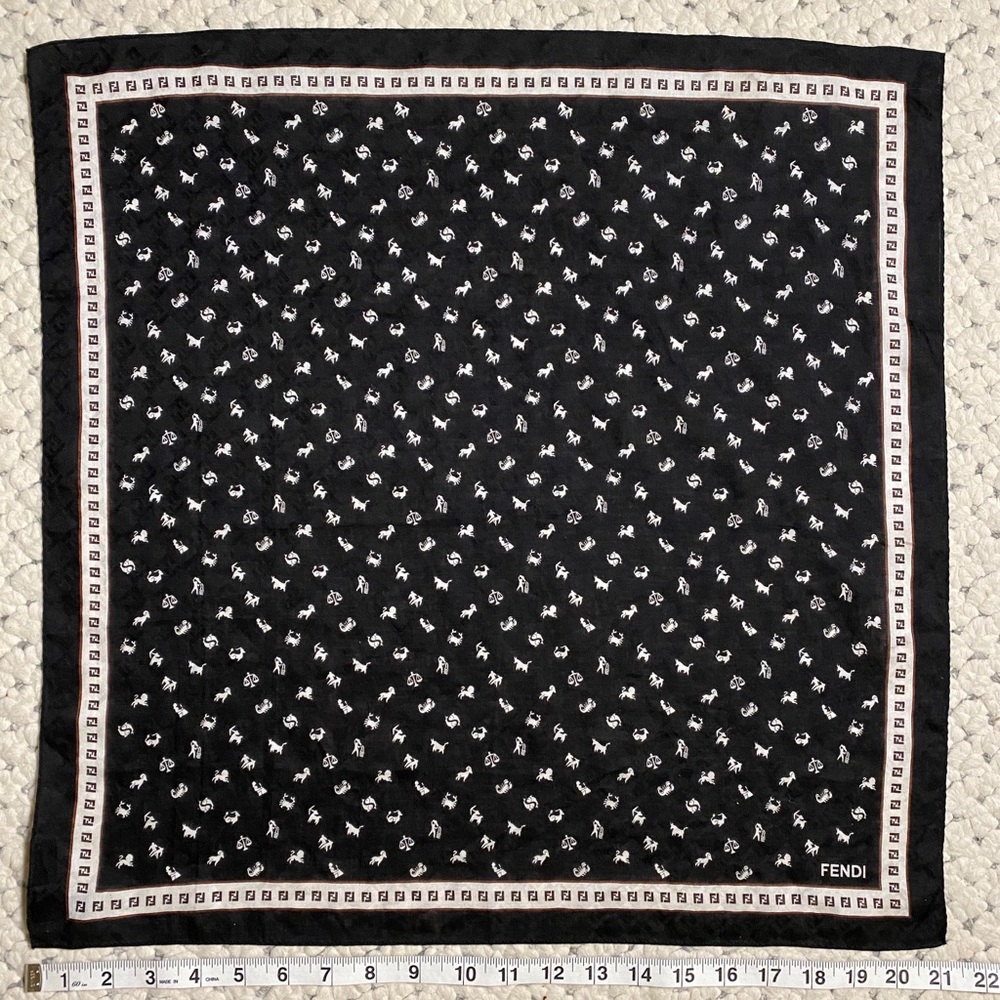 FENDI Authentic FF Logo Signature Black Scarf - Picture 7 of 8